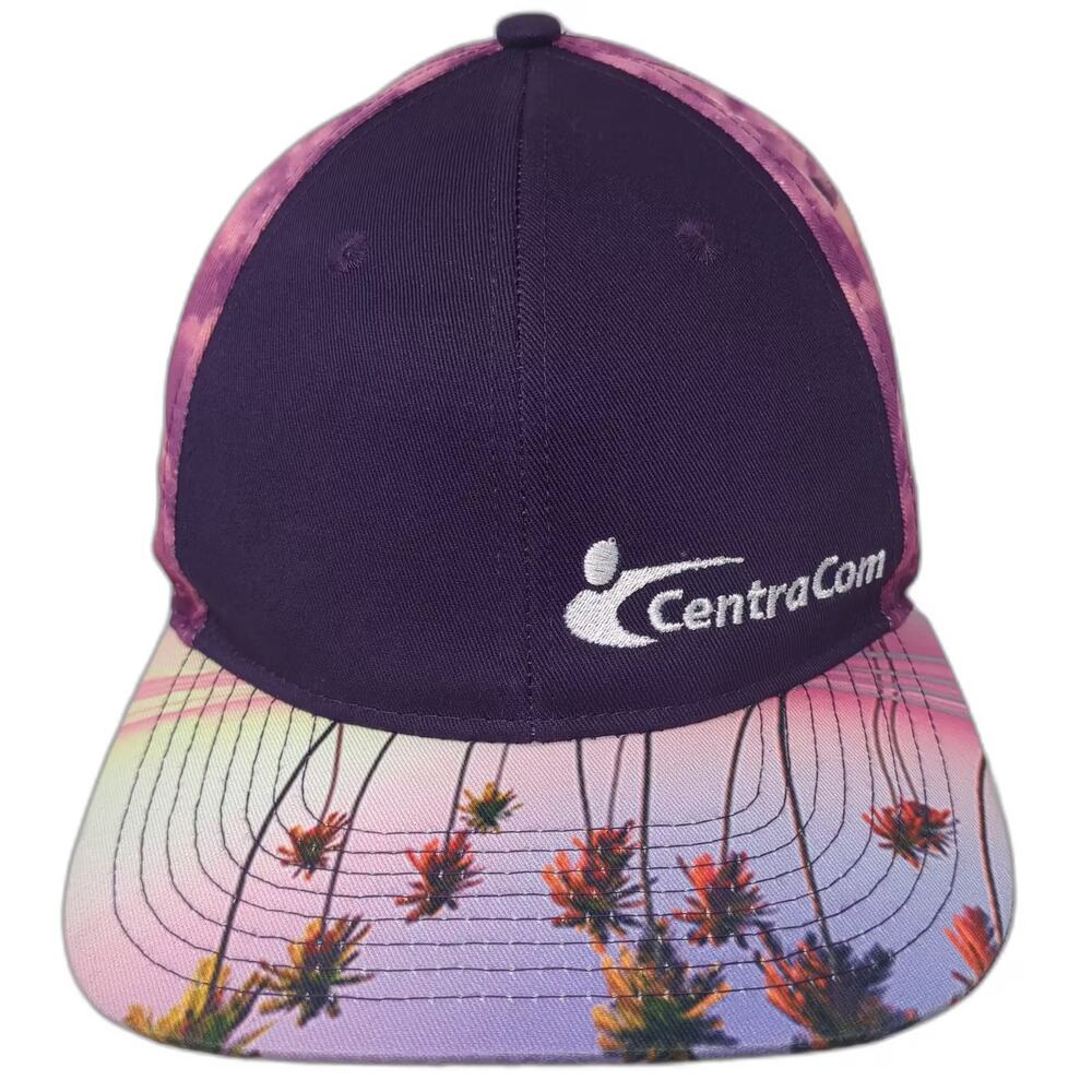Double Portion Supply Snapback Purple Pink CentraCom Galaxy Palm Tree Hat OS
